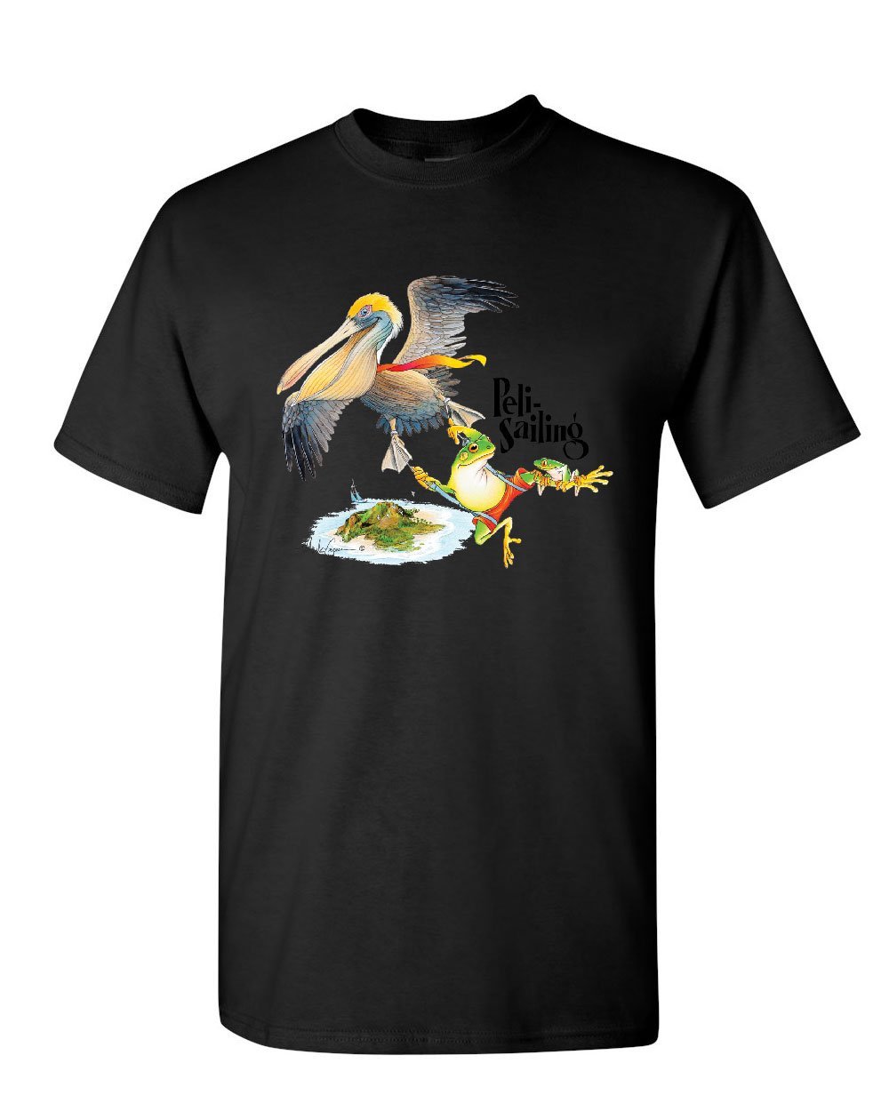 Peli-sailing T-shirt Funny Cute Pelican Frogs Island Sailing S T