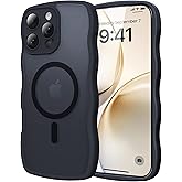 Peerock for iPhone 16 Pro Case with MagSafe, Upgraded [Full Camera Protection] [Fit for MagSafe] [Mil-Grade Drop] Cute Wave Translucent Non-Slip Phone Case for iPhone 16 Pro 6.3", Black