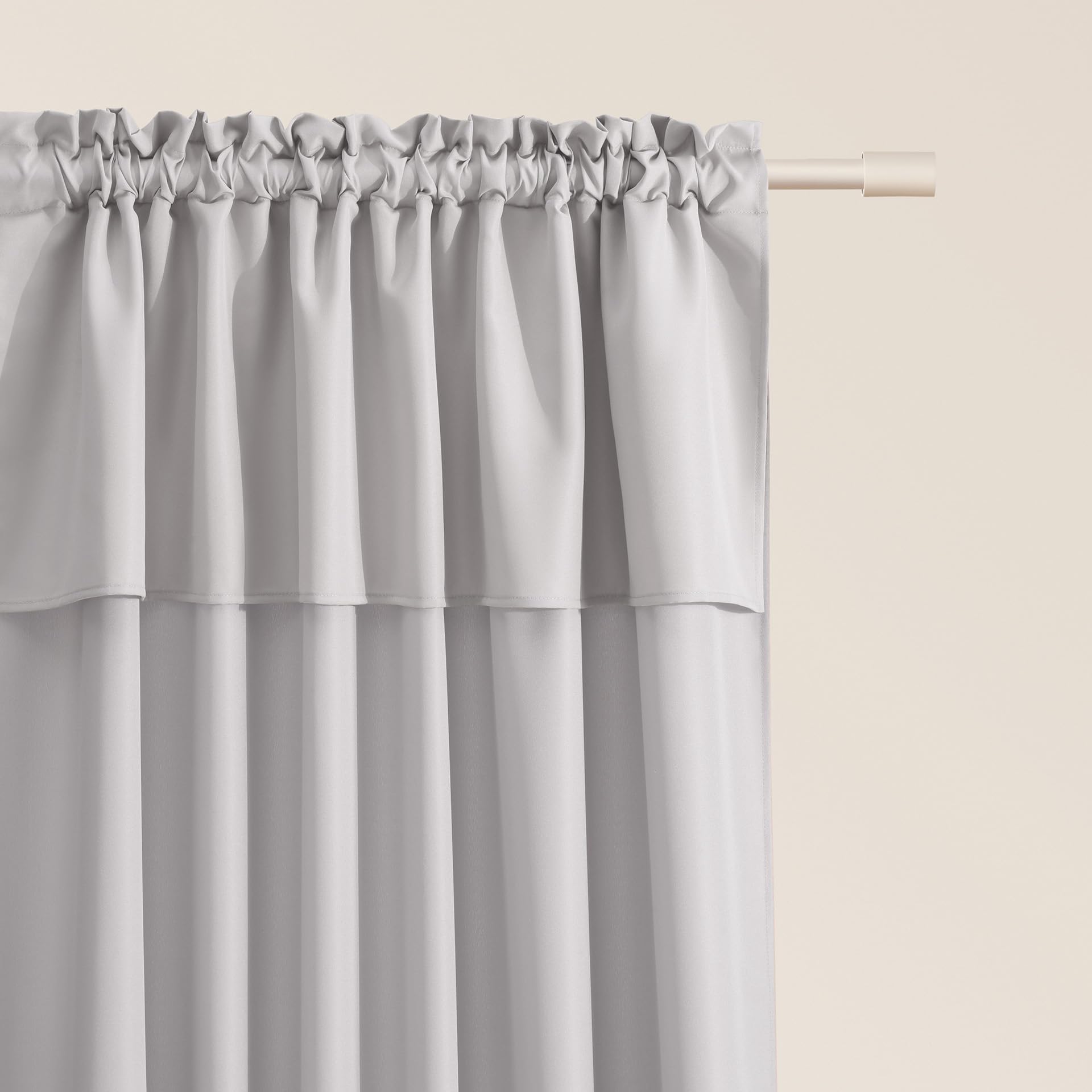 ROOM99 Mia Curtain with Ruffle Tape, 140 x 260 cm, Width x Height Sliding Curtains, Modern Curtain, Living Room, Bedroom, Light Grey, Pack of 1