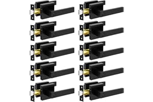 KAMOTA Privacy Door Levers, 10 Pack Matte Black Door Handles Bed and Bath Door Locks Interior Keyless Locksets, Left and Right Hand Reversible