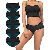 TIICHOO Period Underwear for Women Heavy Flow Soft Menstrual Panties Teens Ladies Leakproof Incontinence 5 Pack