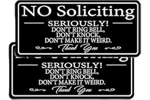 HUIAWAY 2 Pack No Soliciting Sign for Home, 9"x 4" Acrylic Self-Adhesive No Soliciting Sticker for House and Business Keep So