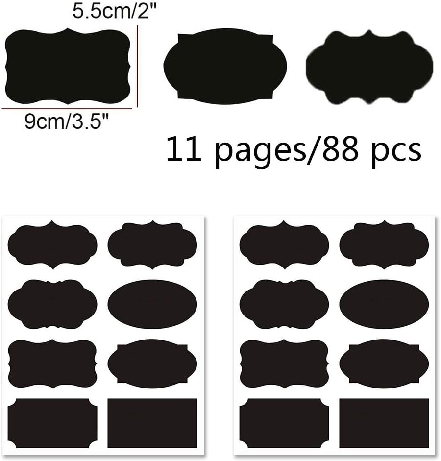 Chalkboard Labels Bulk (80PCS) - Mini Decorative Chalk Labels - Free Erasable Chalk Pen, Black stickes Labels for Food Storage Classification, Adhesive Blackboard Stickes Label : Office Products