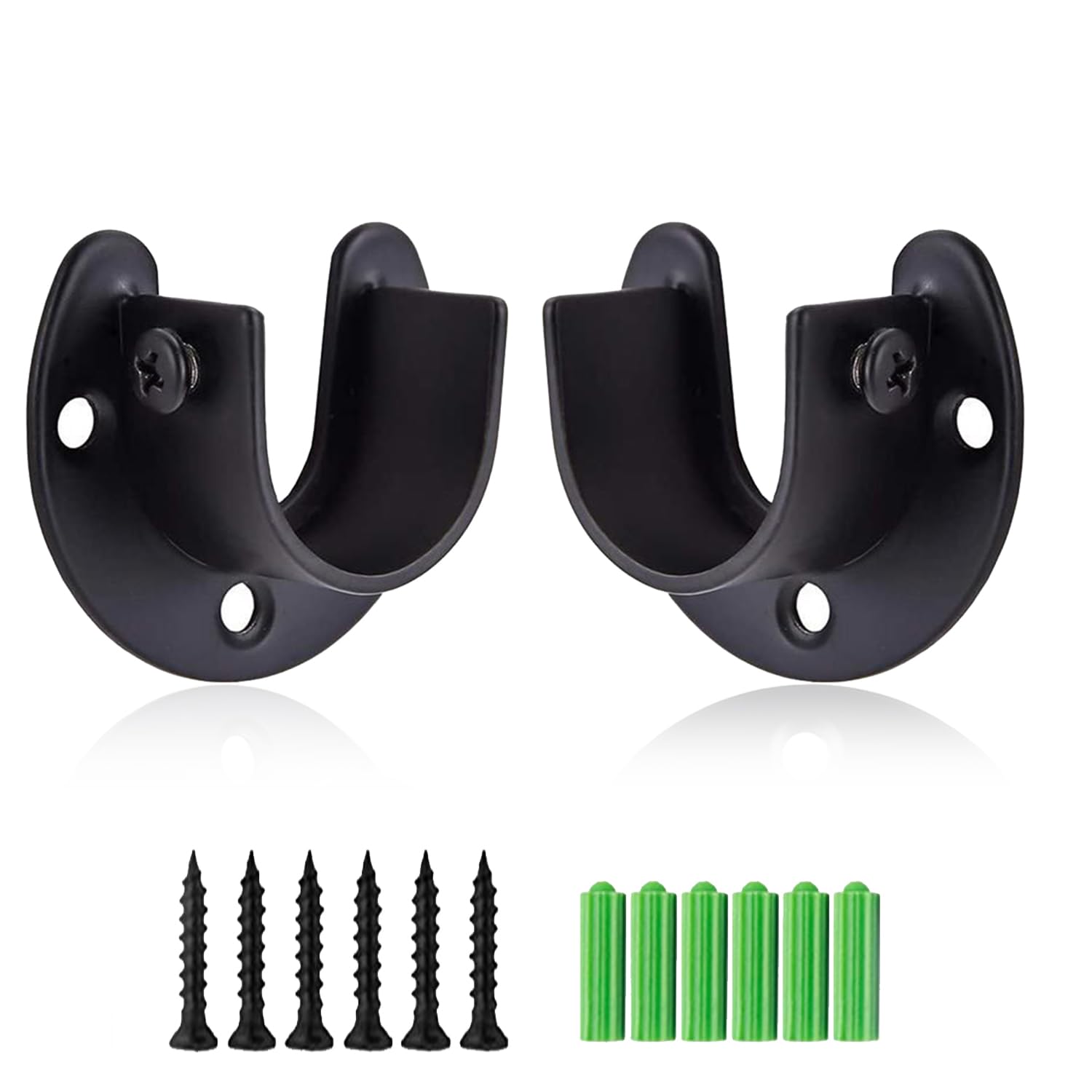 Photo 1 of Rise age Stainless Steel Closet Rod Bracket, 3/4 Inch Diameter Closet Rod Holder 2 Pcs, Heavy Duty Black Curtain Holder with Screws