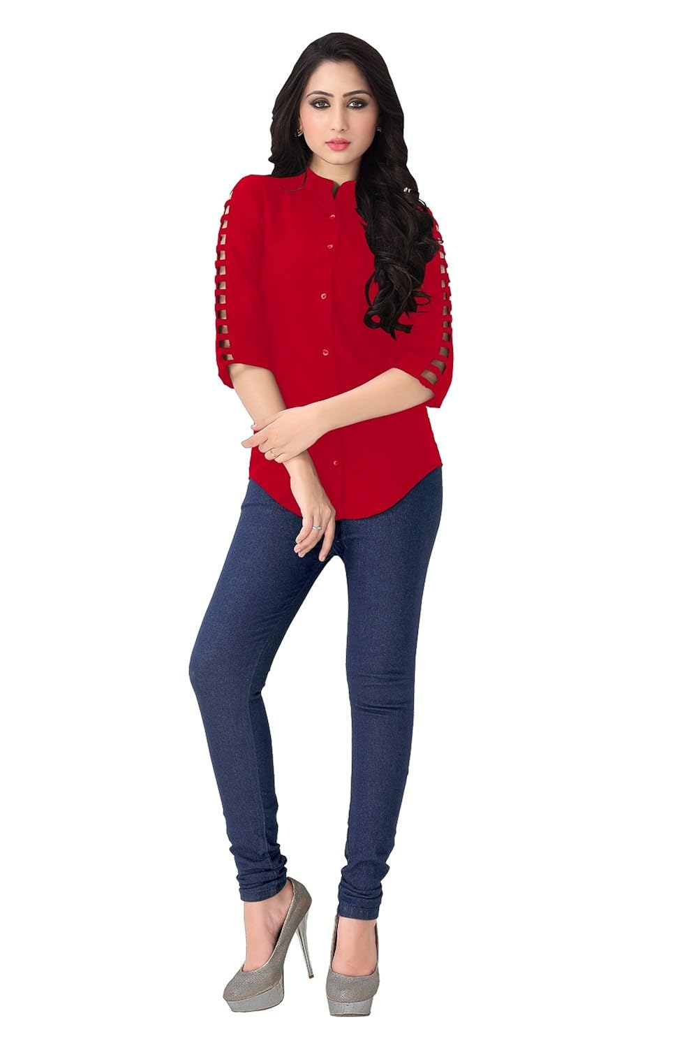 venisa women's rayon top (1001_red)