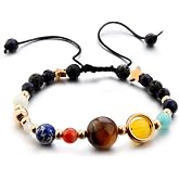 ONLYJUMP Planet Bracelet Solar System Universe Galaxy Bracelet Handmade Natural Stone Bead Bracelet String Adjustable Astronomy Gifts Bangle for Women Men