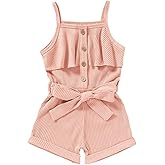 Bekarsy Toddler Girl Clothes Baby Girls Summer Sleeveless Clothing One Piece Halter Romper Jumpsuit 1-6T