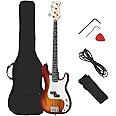 Costzon Full Size Electric 4 String Bass Guitar for Beginner Complete Kit, Rose Fingerboard and Bridge, w/Two Pickups & Two T