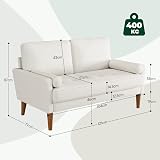 Vesgantti Small 2 Seater Sofa Beige Velvet with Wood Legs view 2