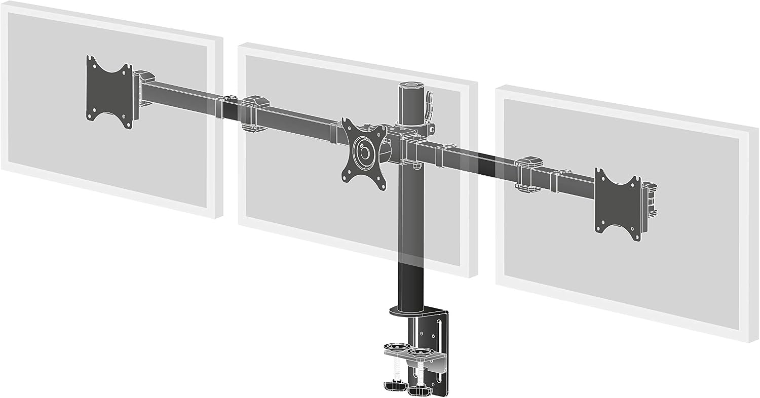 Iiyama DS1003C-B1 Simple and Functional Triple Desktop Arm, black, Triple Screen - Image 3