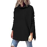 LILLUSORY Women's Mock Turtleneck Sweaters Oversized Long Sleeve Casual Knit Pullover 2026 Tunic Tops Wear with Leggings