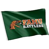 Desert Cactus Florida A&M University FAMU Flag - 3 x 5 Feet Rattlers Banner, Indoor/Outdoor Durable Fabric, 100% Polyester Design (Green)
