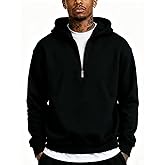 UOUA Men's Graphic Quarter Zip Hoodies Casual Long Sleeve Drop Shoulder Sweatshirt Pullover Streetwear Top