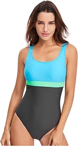 IBLOYELOVER Womens One Piece Swimsuit Tummy Control Striped Padded Monokini