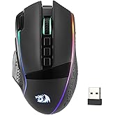 Redragon M991 Wireless Gaming Mouse, 26000 DPI 3-Mode Gamer Mice w/Rapid Fire Key, 9 Macro Buttons, Powerful Capacity and RGB Backlight for PC/Mac/Laptop, Black