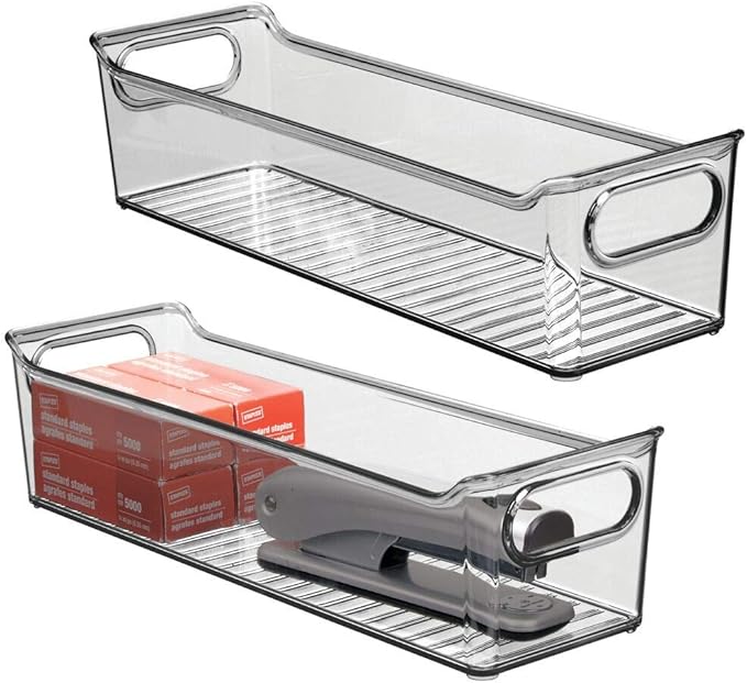 mDesign Juego de 2 cajas de almacenaje con asas integradas – Cajas