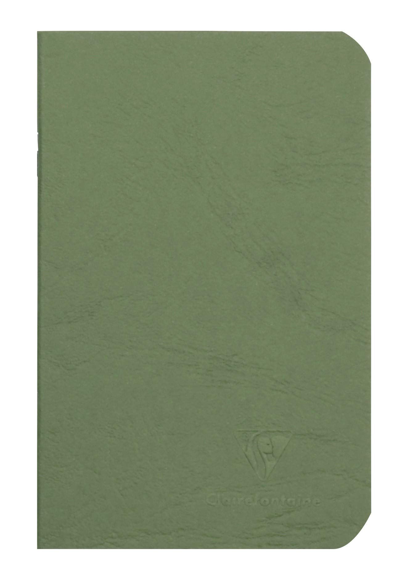 Clairefontaine 734103C Collection Age Bag A Green Stapled Notebook - Size: 9x14 cm - 96 Plain White Pages - 90 gsm Paper - Leather Grain Glossy Card Cover