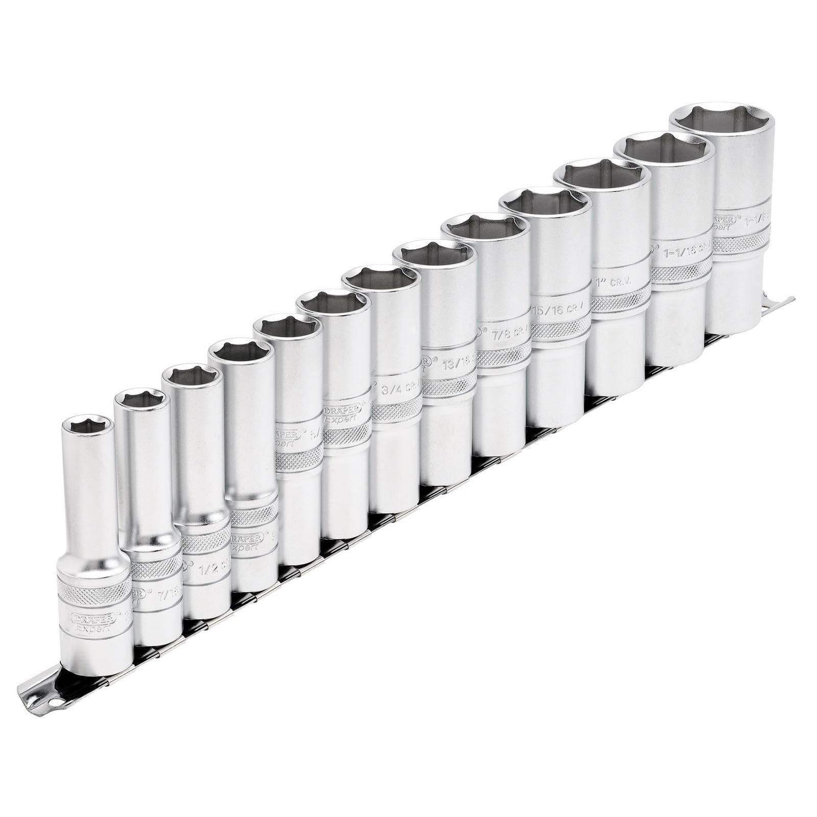 Draper 16500 1/2-Inch Square Drive Imperial 13 Piece Deep Socket Set , Blue