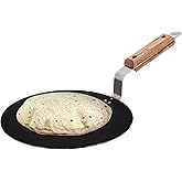 PANCA Iron tawa for Roti,Chapati,Dosa Loha Tawa with Wooden Handle Premium, 100% Toxin-Free, Long Lasting, Black