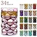 KI Store Pink Christmas Balls 34pcs 2.36-Inch Christmas Tree Decoration Ornaments for Xmas Tree Holiday Wreath Garland Decor Ornaments Hooks Included