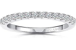 MILACOLATO Moissanite Wedding Band Ring 0.42ct Brilliant Round Cut D Color VVS1 Diamond Half Eternity Rings 18K White Gold Pl