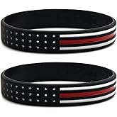Inkstone (6-pack) Thin Red Line American Flag Bracelets - Bulk Pack of 6 Silicone Rubber Wristbands for Firefighters - Jewelry Accessories Gifts for Firemen Firefighters Men Women
