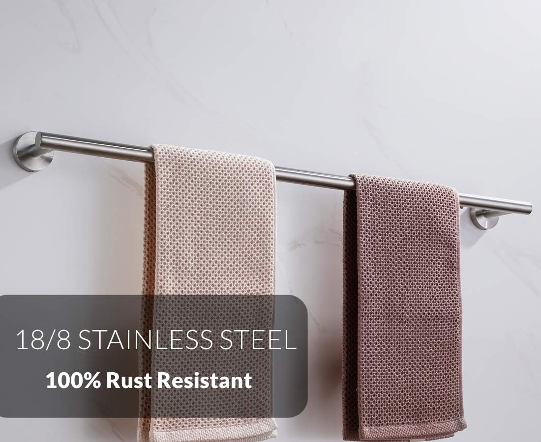 VELIMAX 18/8 Stainless Steel Towel Bar Round Bath Towel Bars Single Towel Rail Wall Mounted Towel Rod for Bathroom Kitchen, 28-Inch, Polished Finish: Kitchen & Dining