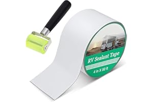 HEDDAY RV Roof Tape White, 4 Inch X 50 Feet RV Sealant Tape with Rubber Roller, Roof Patch Repair Tape for Camper Roof Repair, Use on Various Motorhomes Roof Surfaces, Seaming Patching Waterproof Butyl Tape
