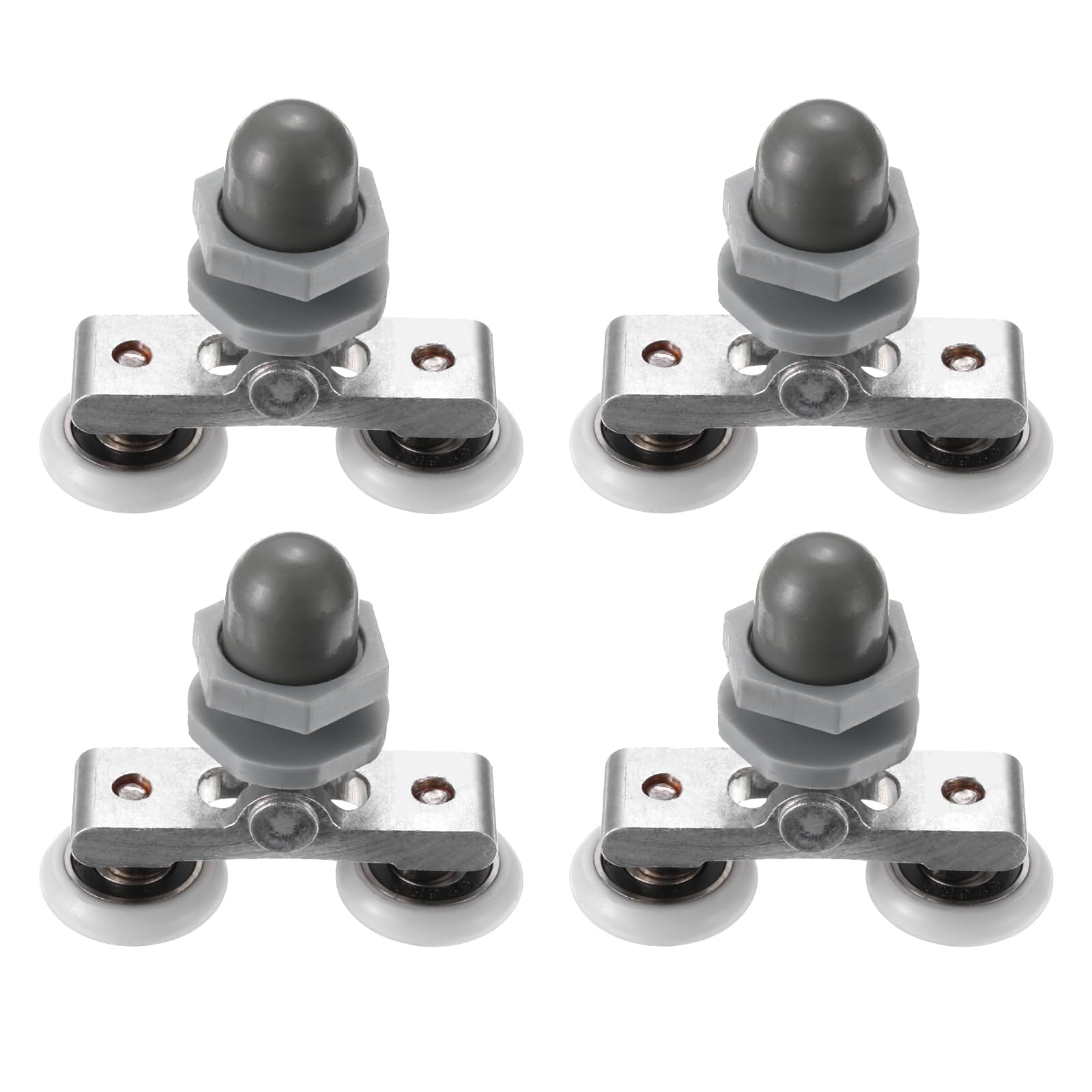 PATIKIL Shower Door Rollers 19mm/0.7", 4 Pack Bathroom Glass Door Runner Replacement Part Sliding Shower Door Wheels for Curved Glass Doors 4-6mm, Glass Hole 10-14mm, White