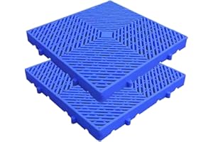 JERACINO 2pcs Plastic Pallet, Lightweight Storage Pad, Waterproof Wear-Resistant Floor Pallets Breathable Grid Ventilation Portable Combined 1.96 in Thickness for Basement Supermarket (2pcs-19.6*19.6*1.96IN)