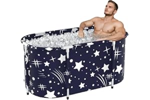 XICIKIN Ice Bath Tub 129 Gallon Cold Plunge Tub Portable Bathtub for Adults for Hot and Cold Baths, Indoor and Outdoor Use (Blue Star)