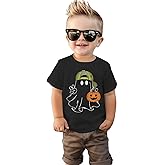 GLIGLITTR Toddler Boys Halloween Shirt Cool Ghost Tshirt Pumpkin Outfits Tops Kids Short Sleeve Spooky Season Fall Clothes