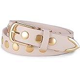VATAN Women Leather Belt for Jeans Dresses Pants Fashion Ladies Casual Waist Belt with Gold Buckle