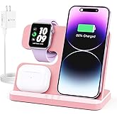 JARGOU 3 in 1 Charging Station for Apple Wireless Charger for iPhone 17 16e 16 15 14 13 12 11 X 8 & for iWatch Charger Wireless Charging Station for Multiple Devices for AirPods 2/3/4/Pro/Pro 2/Pro 3