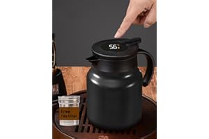 34oz Thermal Coffee Carafe with Tea Infuser – Double Wall Vacuum Tea Pot, 12H Hot & 24H Cold, Stainless Steel, LED Display – 