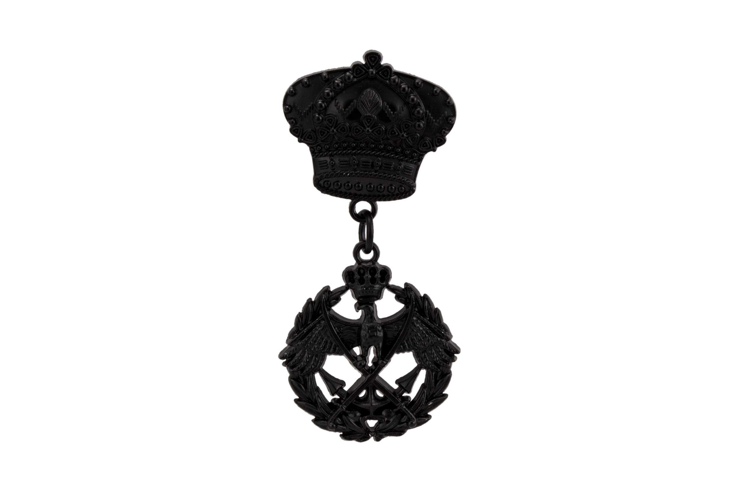 Brooch Lapel Pin for Men Matte Black Crown with Hanging Crowned Eagle Victory Lapel Pin Badge Coat Suit Wedding Gift Party Shirt Collar Accessories