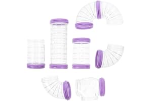 Balacoo Hamster Tube Tunnel - 4 Sets Hamster Tube Toy Gerbil Connector Toy Tool Ferret Hideout Hideaway House Animals Pet DIY Transparent Sugar Plastic Exercising，Purple