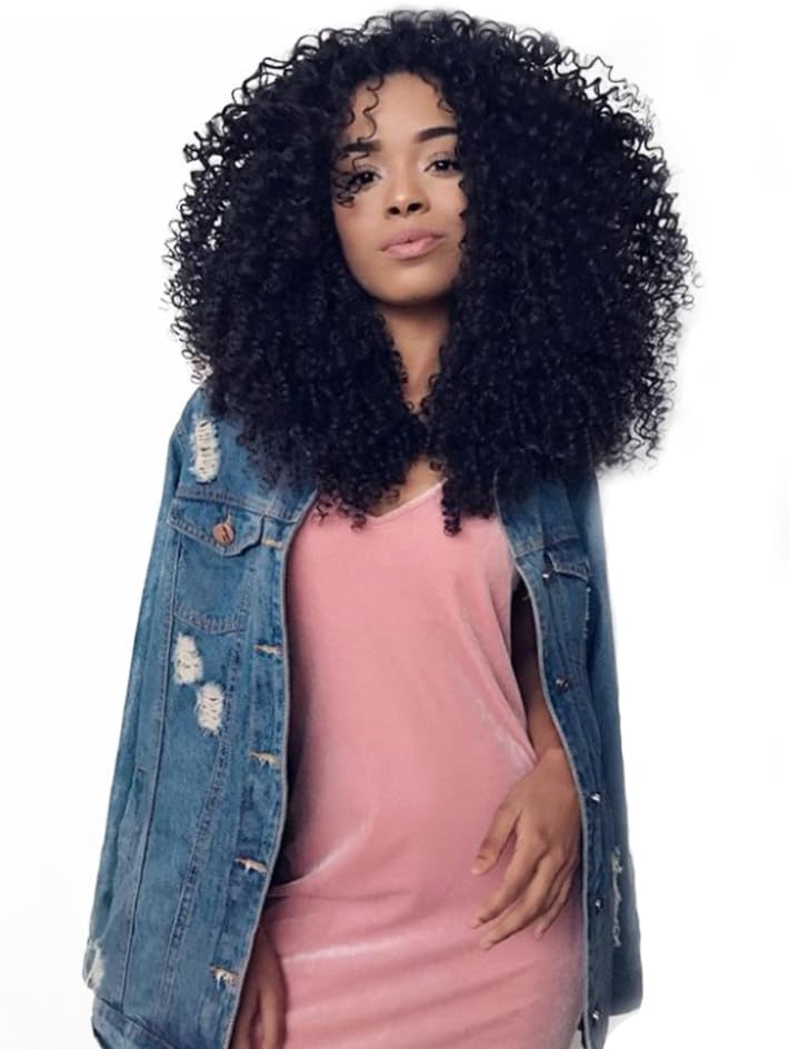 Yonis African American Fashion Wigs Synthetic Afro Kinky Curly Hair Wigs for Black Women Heat Resistance 18" 246g