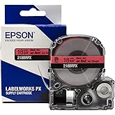 Epson LABELWORKS 218BRPX Genuine PET (Polyester) Tape Cartridge - Black on Red Label Maker Tape - 3/4" (18MM) Wide, 30'