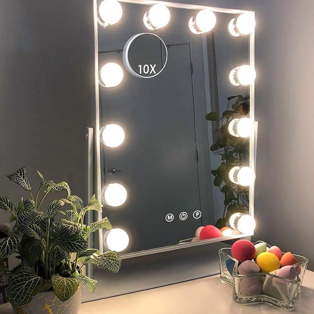 Hansong Vanity Mirror with Lights 12 LED Bulbs 3 Color Modes 10X Magnification