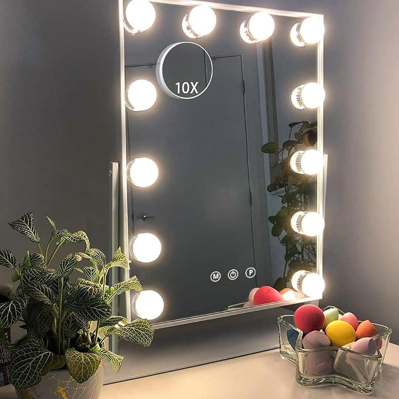 Hansong Vanity Mirror with Lights 12 LED Bulbs 3 Color Modes 10X Magnification