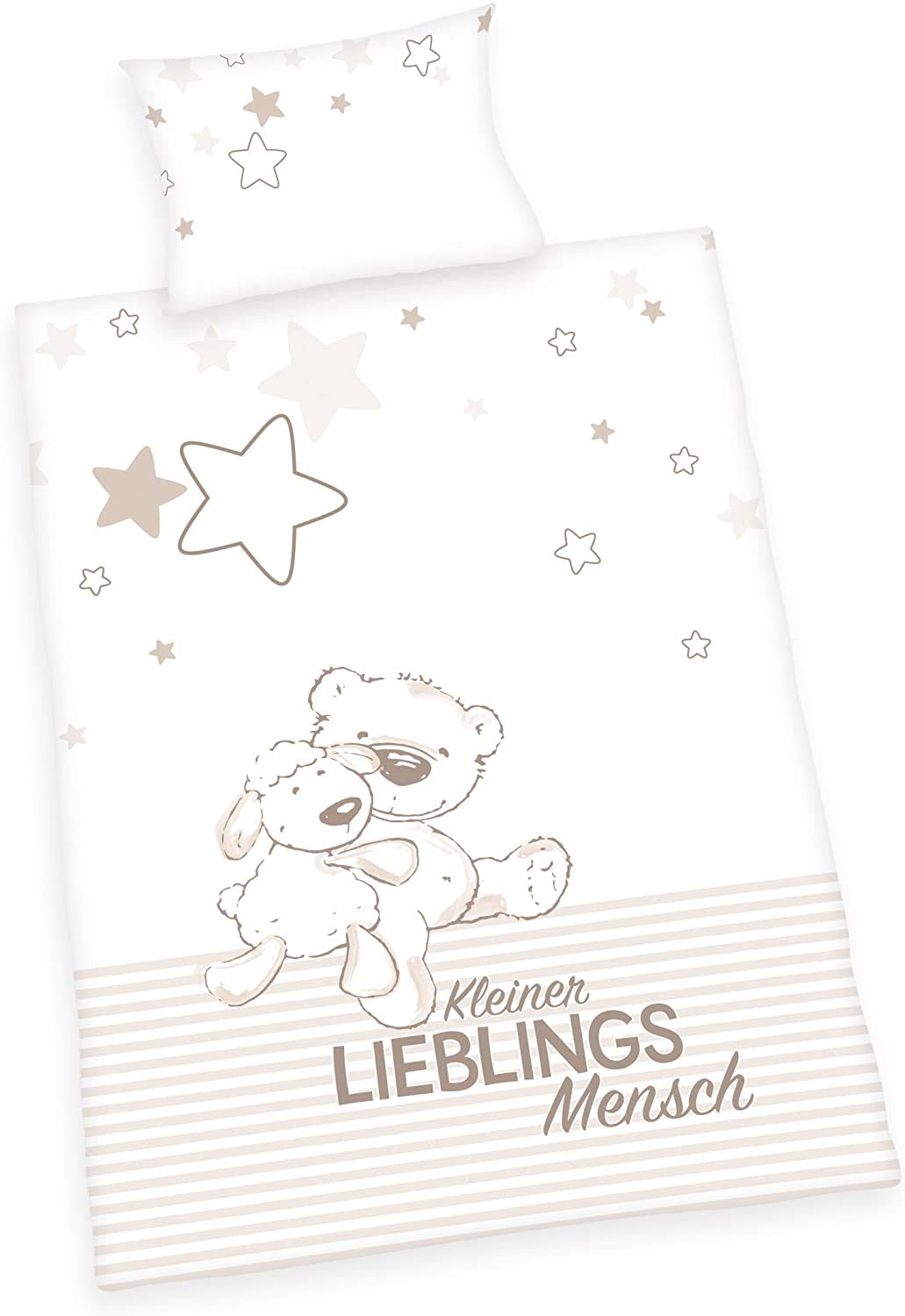 Herding Lieblingsmensch Baby Bed Linen, Cotton, White, 135 x 100 x 0.2 cm