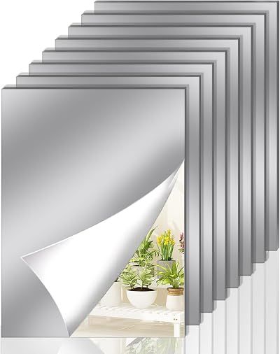 Abeillo 8Pcs 4.5"x6" Self Adhesive HD Acrylic Mirror Sheets Flexible Stickers