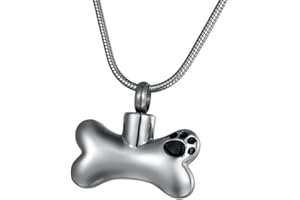 COCO Park Engraving Dog Paw Bone Pet Cremation Necklace Memorial Ashes Keepsake Urn Pendant Jewelry