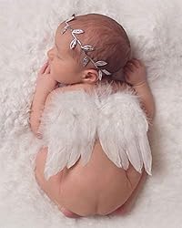 2PCS White Baby Angel Wings with Headband, Newborn