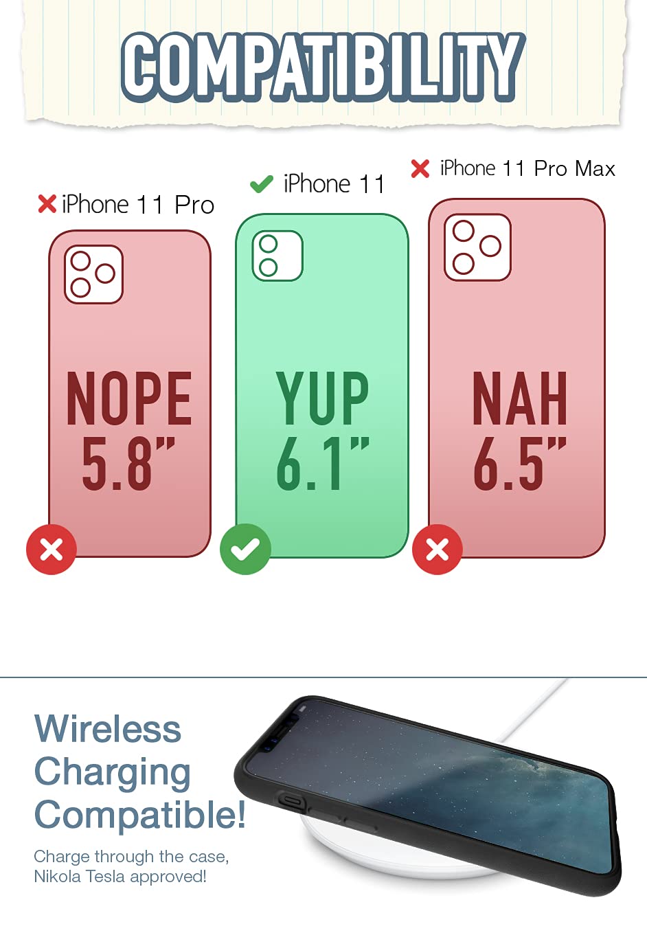 Smartish iPhone 11 Wallet Case - Wallet Slayer Vol. 1 [Slim + Protective] Credit Card Holder - Drop Tested Hidden Card Slot Cover Compatible with Apple iPhone 11 - Black Tie Affair