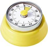 Elegant Stainless Steel Vintage Kitchen Timer with Magnetic Attachment - 60-Minute Countdown &amp; Audible Alarm, Perfect for Cooking, Office Tasks, and Study Sessions (01-Yellow)
