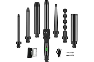 Curling Iron,PARWIN PRO BEAUTY 7 in 1 Curling Wand Set with 7 Interchangeable Barrels and Heat Protective Glove Auto Shut Off Dual Voltage