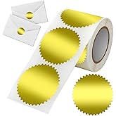 300Pcs Gold Foil Seal Stickers, 2 inch Round Gold Foil Stickers for Embossing Blank Embosser Stamp Sticker Blank Self Adhesive Notary Embosser Seal Sticker with Serrated Edge for Certificate Envelope