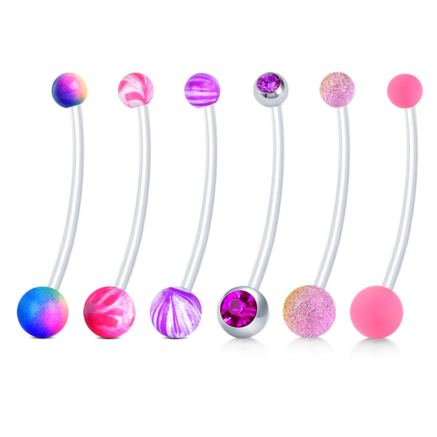 Rajnard Pregnancy Belly Bar 14G Maternity Sport Flexible Bioplast Pregnant Belly Navel Bars Retainer 1 1/2Inch Long Bar 38mm